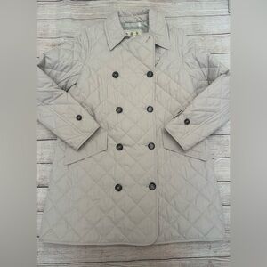 Women's Barbour Quilted Double-Breasted Button Up Coat Cream Size 8